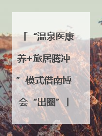 “温泉医康养+旅居腾冲”模式借南博会“出圈”