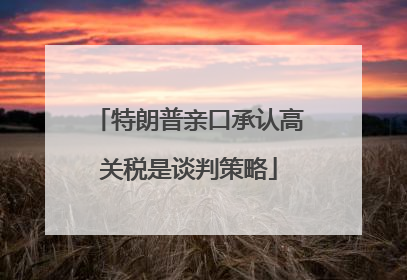 特朗普亲口承认高关税是谈判策略