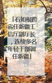 石如根跨省任新疆工信厅副厅长，连续多名年轻干部调任新疆