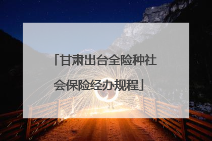 甘肃出台全险种社会保险经办规程
