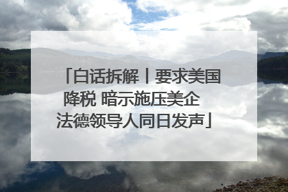 白话拆解丨要求美国降税 暗示施压美企 法德领导人同日发声