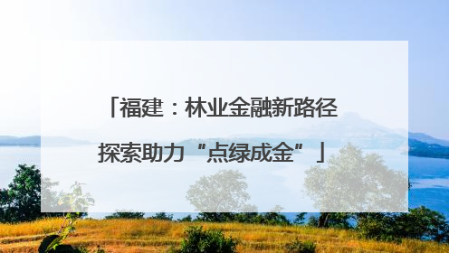 福建：林业金融新路径探索助力“点绿成金”