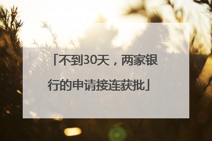 不到30天，两家银行的申请接连获批