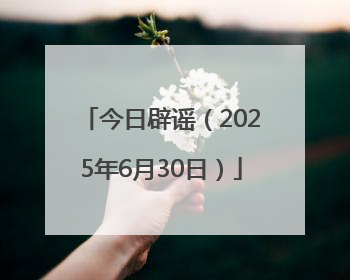 今日辟谣（2025年6月30日）