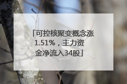 可控核聚变概念涨1.51%，主力资金净流入34股