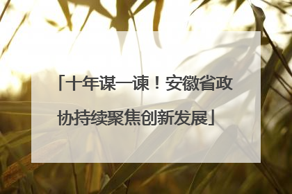 十年谋一谏！安徽省政协持续聚焦创新发展