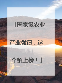 国家级农业产业强镇，这个镇上榜！