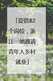 提供82个岗位，浙江一地邀请青年入乡村就业