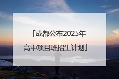成都公布2025年高中项目班招生计划