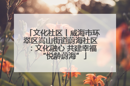 文化社区丨威海市环翠区嵩山街道蔚海社区：文化融心 共建幸福“悦龄蔚海”