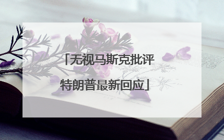 无视马斯克批评 特朗普最新回应