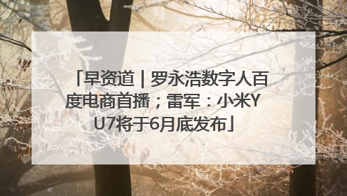早资道｜罗永浩数字人百度电商首播；雷军：小米YU7将于6月底发布