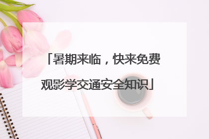 暑期来临，快来免费观影学交通安全知识