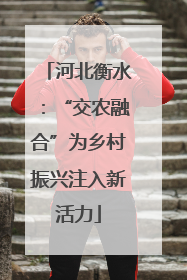 河北衡水：“交农融合”为乡村振兴注入新活力