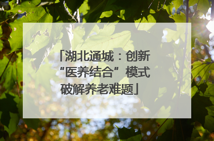 湖北通城：创新 “医养结合”模式 破解养老难题