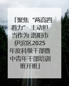 聚焦“两高四着力” 主动担当作为 洛阳市伊滨区2025年度科级干部暨中青年干部培训班开班
