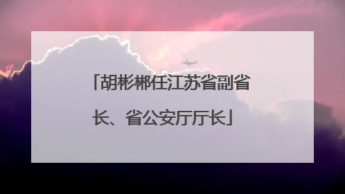 胡彬郴任江苏省副省长、省公安厅厅长