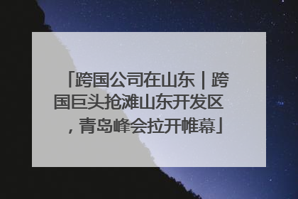 跨国公司在山东｜跨国巨头抢滩山东开发区，青岛峰会拉开帷幕