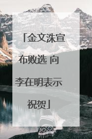 金文洙宣布败选 向李在明表示祝贺