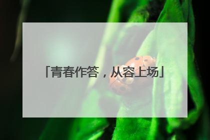 青春作答，从容上场