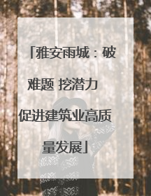 雅安雨城：破难题 挖潜力 促进建筑业高质量发展