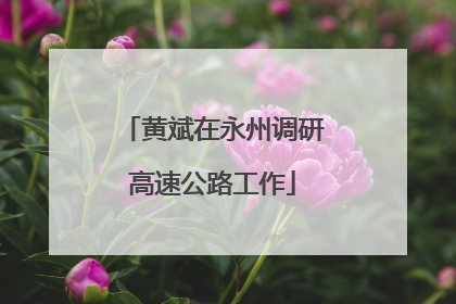 黄斌在永州调研高速公路工作