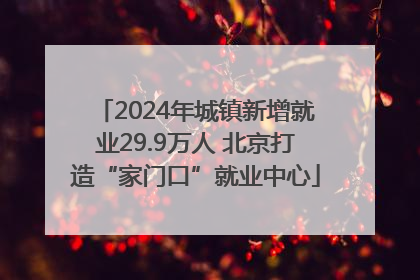 2024年城镇新增就业29.9万人 北京打造“家门口”就业中心