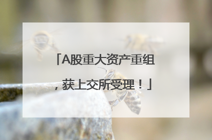A股重大资产重组，获上交所受理！